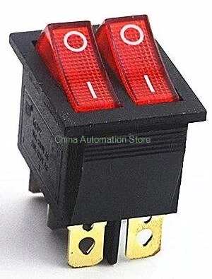 KCD2 двойной лодочный клавишный выключатель 6 Pin ВКЛ-ВЫКЛ с зелеными красными светильник 20A 125VAC KCD8-212N - Цвет: Red