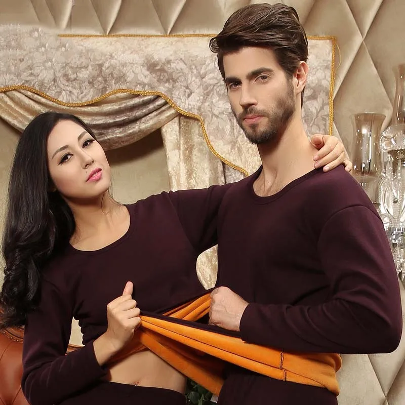 

Winter Velvet ThickenThermal Underwear Mens Warm Women Clothing Pajamas Couple Female Thermos Underwear Male Long Johns Sets
