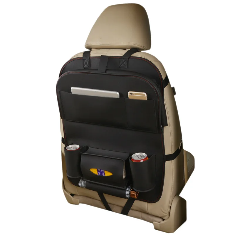 Из искусственной кожи органайзер для заднего сиденья автомобиля, автомобильный держатель, мульти-карман, сумка для хранения для автомобиля, внедорожника, грузовика, аксессуары - Название цвета: Tray-Black 1 PCS