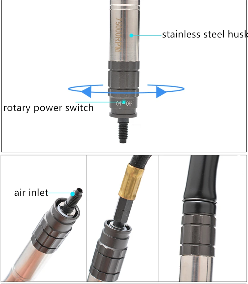 Borntun 3 мм патрон Мини Пневматический воздушный шлифовальные станки микро пневматическая шлифовальная машина высокая скорость 75000 об/мин портативные электрополировальные машины