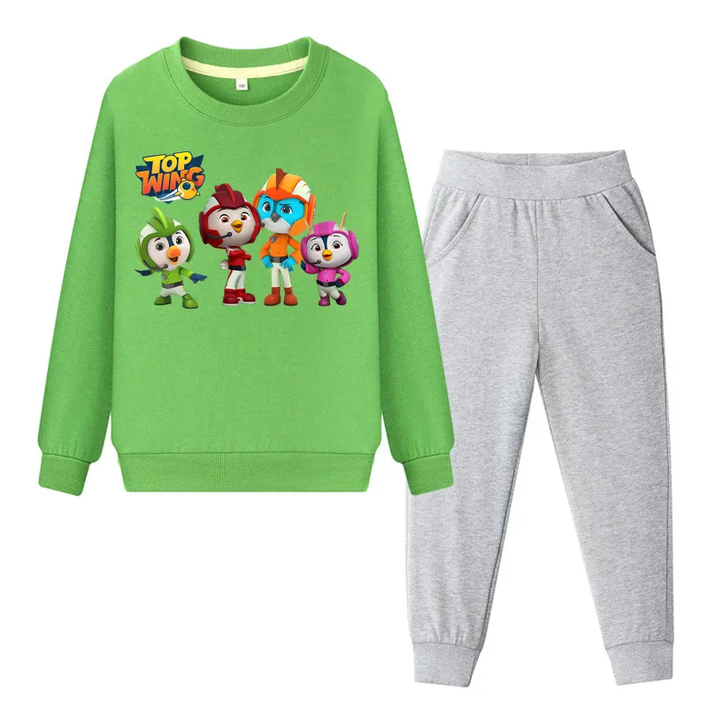 Boys Girls Cartoon Top Wing Tracksuits Kids Spring Autumn Pullover Coat+Pant Suits Children Clothing Sets Baby Clothes Set WL102 (4)