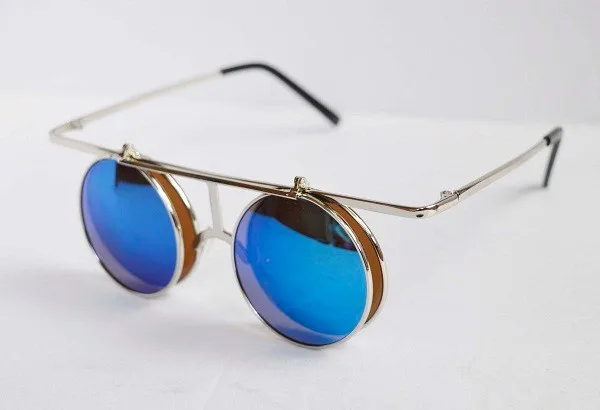 

Free shipping steampunk metal flip up diffraction glasses