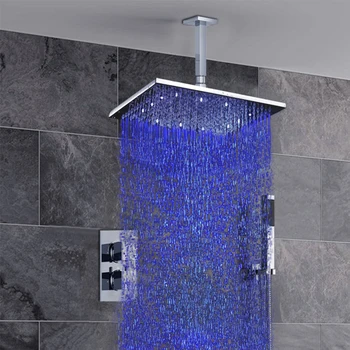 

doccia Luxury Temperature Control Thermostatic Shower Faucet Set Wall Mount 12" Rainfall Shower Set Mixer Tap -Free Shipping