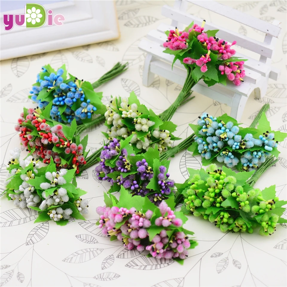 

20PCS Multicolor Pip Berry Flower For Wedding Candy Cake Box Scrapbook Decors Artificial floral pistil stamen /Wire Stem