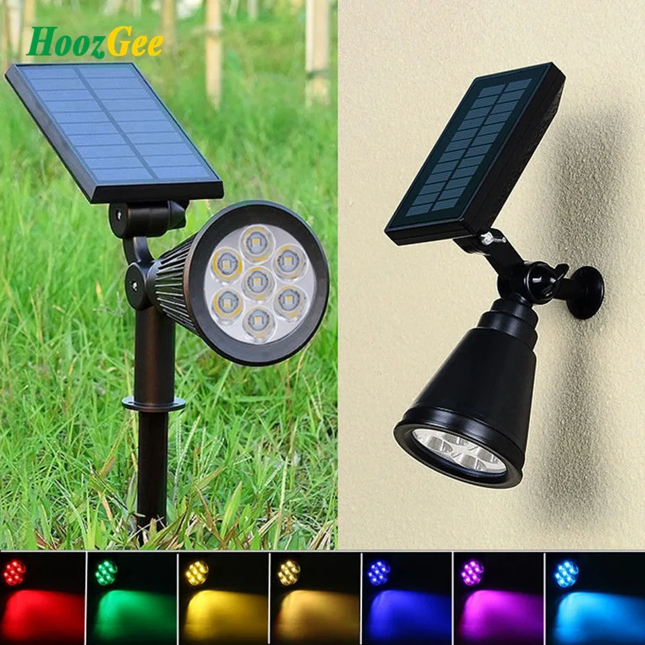 

New Technology Solar Lights Intercalation Lawn 7LED Color Fixture Outdoor Landscape Spotlight Garden Courtyard Wall Light Sale