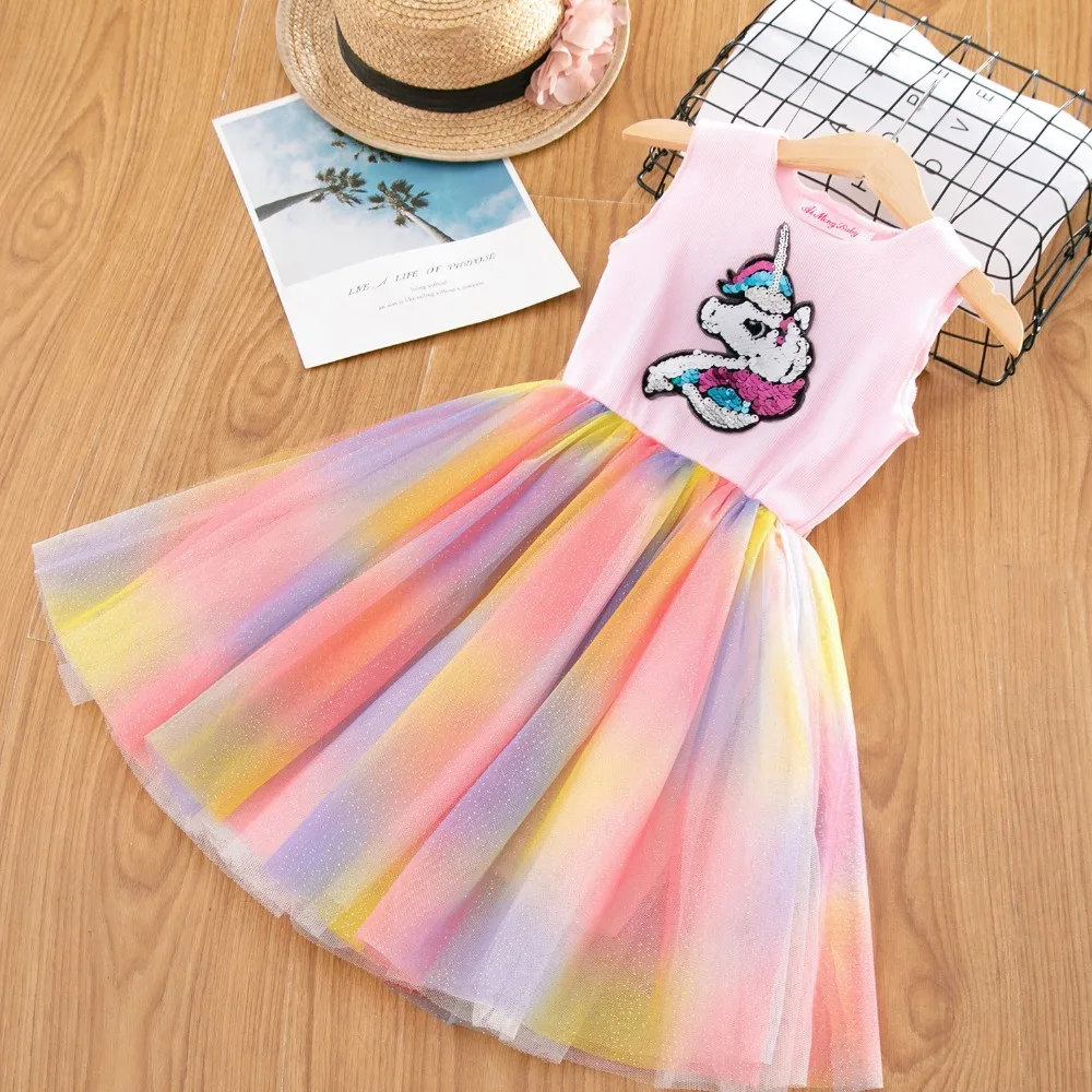

2019 Girls Summer Unicorn Dress Sleeveless Girls Tutu Kids Dresses For Girls Unicorn Party Princess Costume Children Clothes