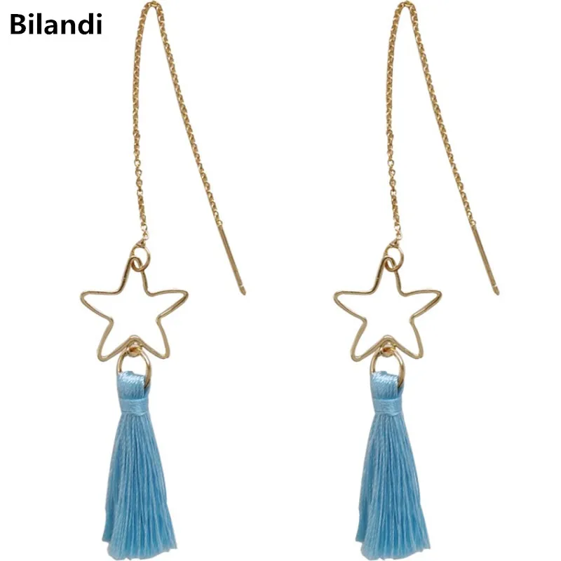 

Sweet New Designs Jewelry Fancy Stars Moon Long Tassel Earrings For Women