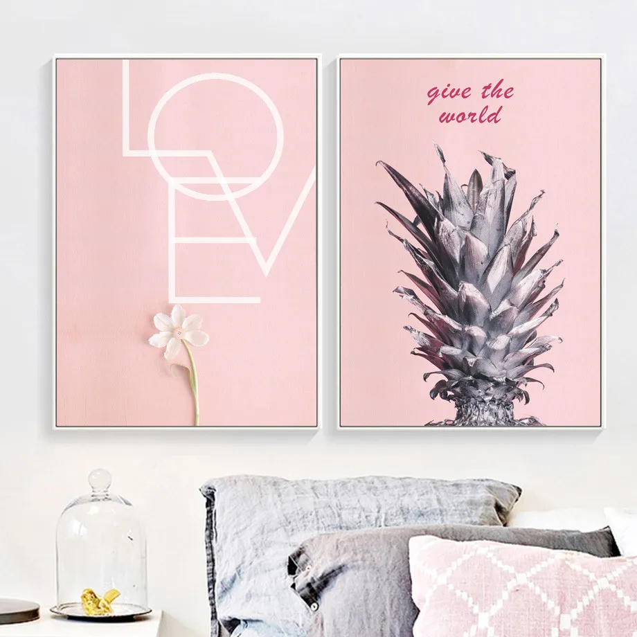 Pink-Pineapple-Flower-Motivational-Quote-Wall-Art-Canvas-Painting-Nordic-Posters-And-Prints-Wall-Pictures-For (2)
