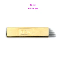 50pcs Pcd 14 Pins Permanent Makeup Eyebrow Tatoo Blade Microblading Needles For 3d Embroidery Manual Tattoo Pen Machine