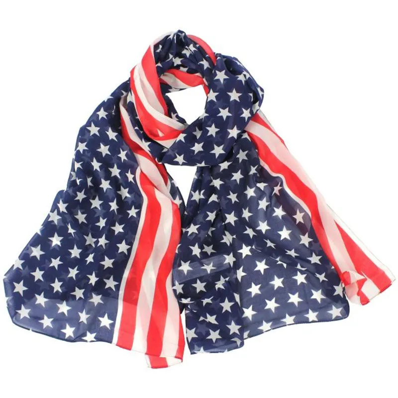 Cool Women Girl Lady US Star-Stripe Flag Print Shawl Scarf Wrap Stole Muffler |
