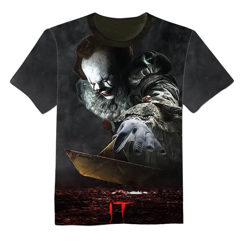 Новинка 2019 футболка с 3D принтом Стивен Кинг It Movie Pennywise хоррор клоун для мужчин и