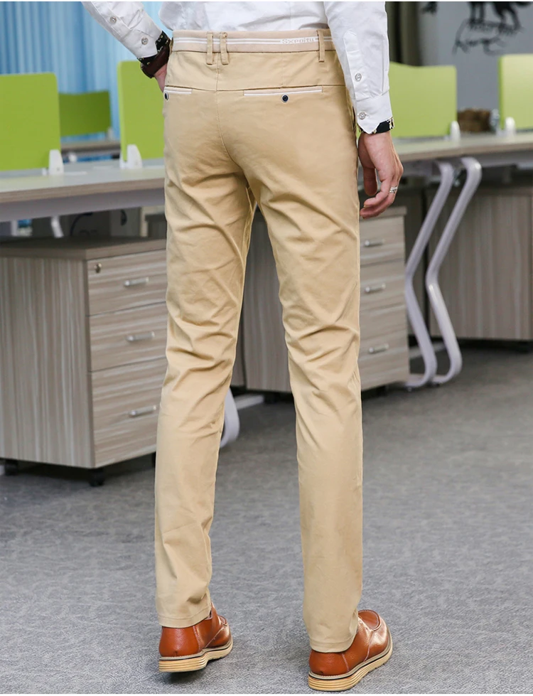 Мужская мода высокое качество хлопок прямые брюки сезон весна-лето длинный участок мужских классических бизнес повседневные штаны