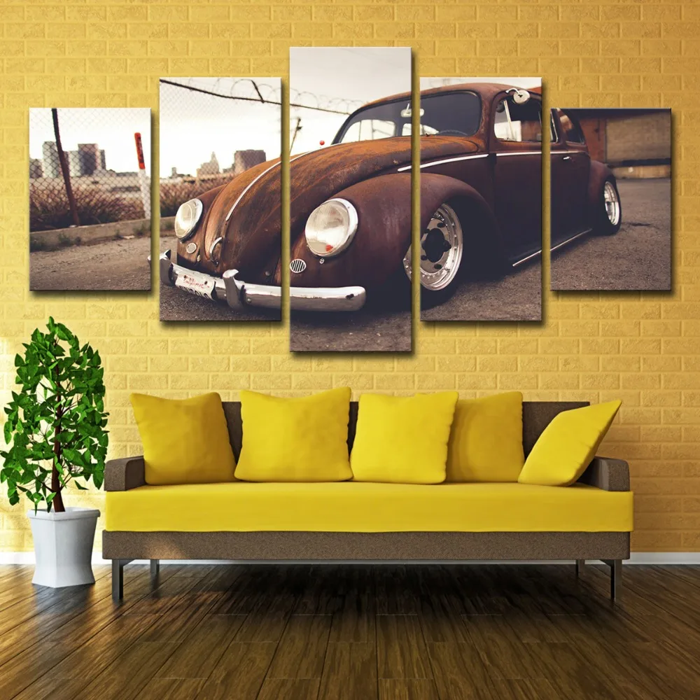 5P0025 Canvas HD Printed Painting Wall Art Frame Pictures 3 Panel Beetle Vintage Classical Retro Car Supercar Poster Home Decor PENGDA  (21)