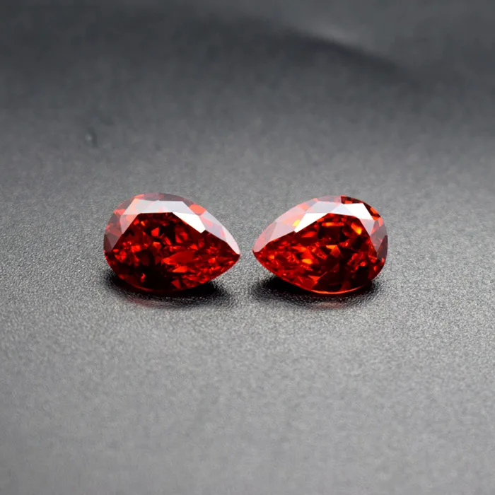 

6 pieces/set 12*8mm Orange Red Pear Shape Cubic Zircons Beads Natural Stone Beads for Jewelry Making 10*14mm 12*16mm 13*18mm