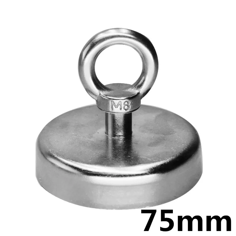 

1PCS Lifting Magnet Diameter 75 mm Fishing Pot Magnets with Countersunk Screw Hole Neodymium Permanent Strong Holding Magnetics