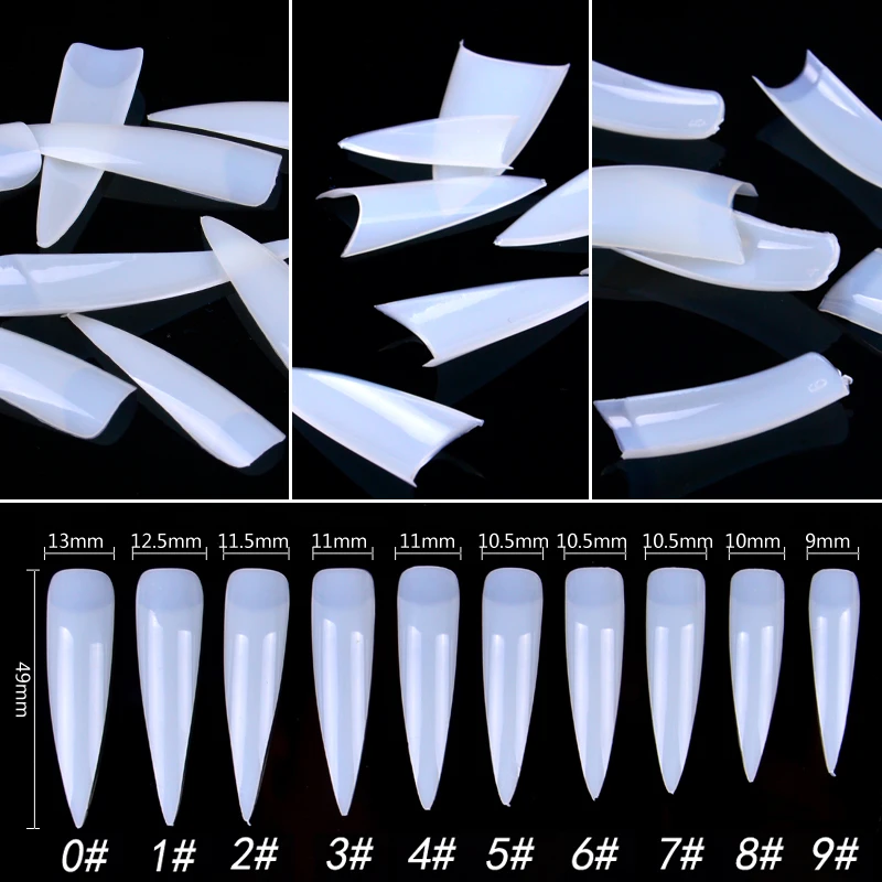 

10Pcs Natural Color French Stiletto Acrylic Artificial False Nail Tips Half Cover Full Cover Fake Nail Art Tips Makeup DIY