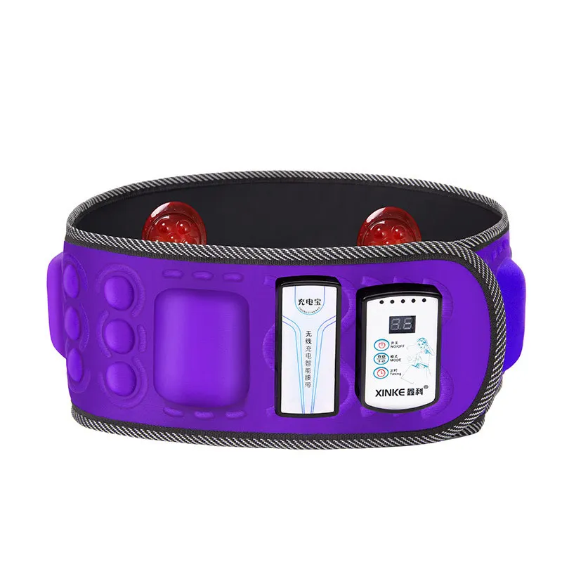 B1311 wireless rechargeable heating vibration sauna waist shoulder massager belt oscillating gym abdominal muscle trainer stimulator (5)