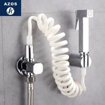 

Azos Bidet Faucet Pressurized Shower Nozzle Brass Chrome Cold Water Two Function Washing Machine Pet Bath Shower Room Round PJPQ