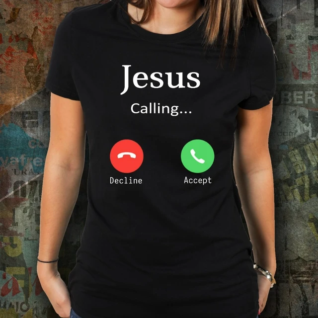 Jesus Is Calling Christian T-Shirt for Men Unisex Tee Gift Christ New Clothing O Neck Cotton Men's T Shirt Sayings