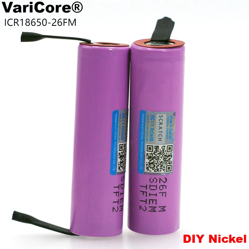 

VariCore original Protected 18650 3.7V 2600 mAh rechargeable battery for battery ICR18650-26F industrial use + DIY Nicke