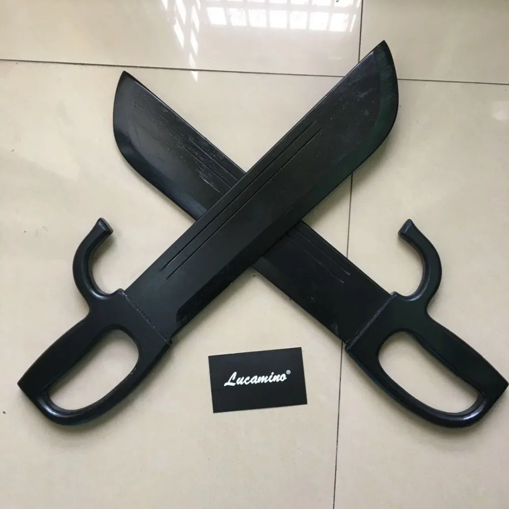 wooden tai chi swords red black colors wood kung fu performance bart cham dao Wing chun wood swords Martial arts crafts