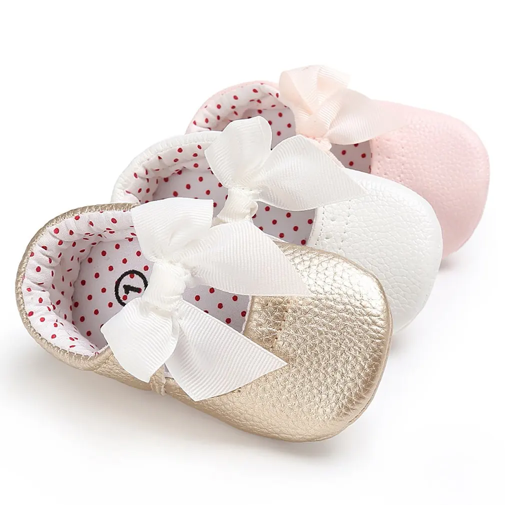 PU Baby shoes baby girl soft shoes soft comfortable bottom non-slip fashion bow shoes crib shoes