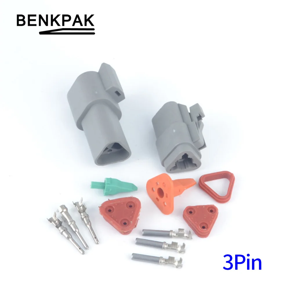 

1Set 3Pin Waterproof Electrical Wire Connector Plug Deutsch Style Enhanced Seal Shrink Boot Adapter DT06-3S DT04-3P