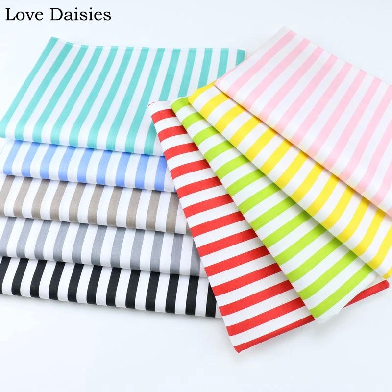 

100% Cotton Twill GRAY PINK AQUA BLUE GRAY KHAKI RED BLACK 1 CM simple Stripe Fabrics for DIY Bedding Sheet Handwork Decor