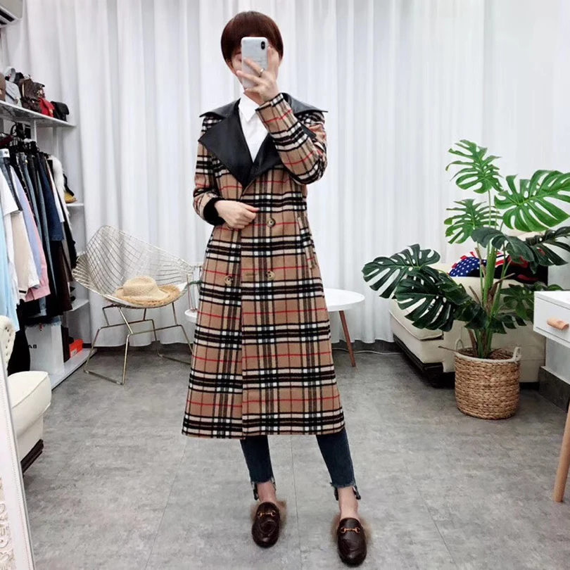 Feminina En Ceinturé 2018 De Black Jaqueta vent Femmes Mouton Veste Coupe Peau Long style Mode khaki X Mince Cuir Véritable q1ZzwP51