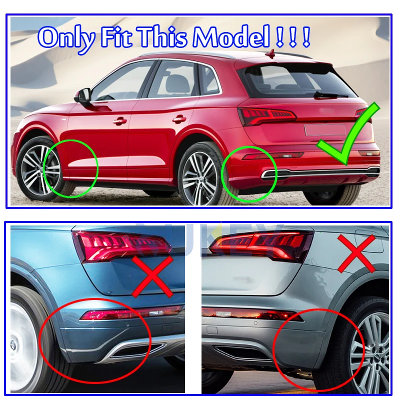 XUKEY Auto Molded Splash Guards for Audi Q5 FY S-Line SQ5 2018-on Mud Flaps Front & Rear 4 Pieces Set 