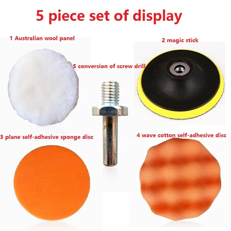 5pcs 3 4 5 6 Sponge Polishing Waxing Buffing Pads Kit Set Compound For Auto Car