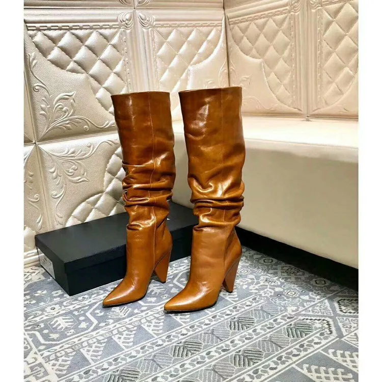 Nouvelle Genou Arrivée Femmes Aiguilles Bottes Talons 9 En Classique Longues Pliage 5cm Chevalier wine Pour Black 5m D'hiver 9 Véritable 9 brown 5cm Luxuriou Red Cuir PkiXuOZ