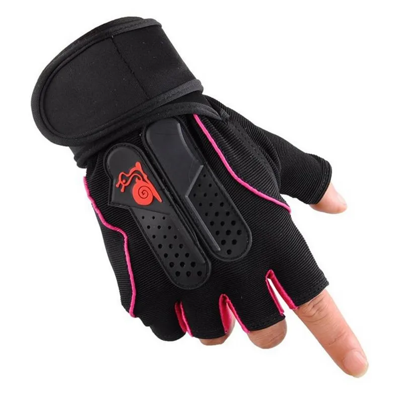1 زوج نصف اصبع قفازات رفع أثقال الرجال النساء رفع الاثقال اللياقة البدنية غير زلة الرياضة قفازات ل الدمبل رياضة التدريب قفازات