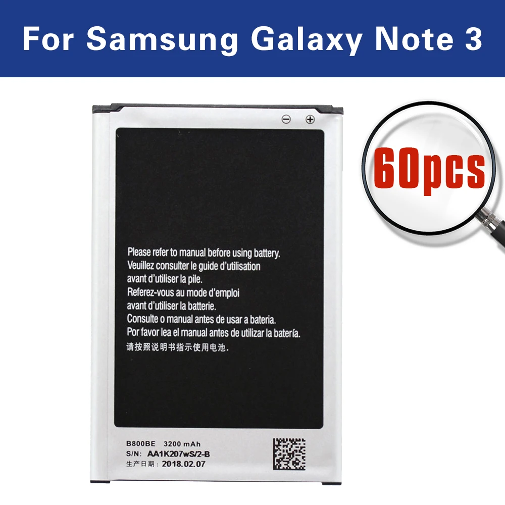 60 шт./лот Аккумуляторы для Samsung Galaxy Note 3 N900 N9006 N9005 N9000 B800BE B800BU AAAA + качественная