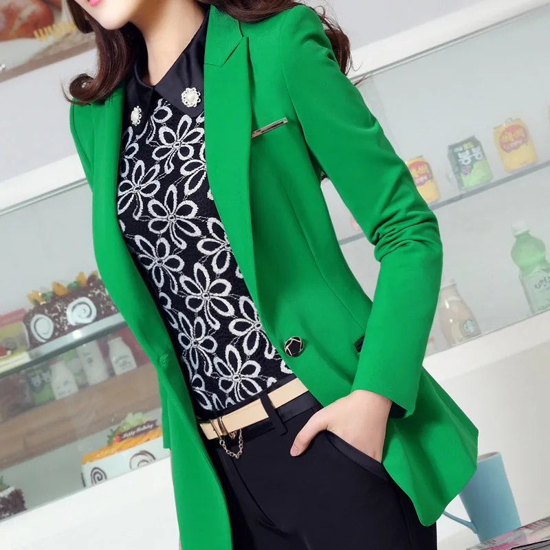 2015 women's autumn long-sleeve female blazer outerwear slim medium-long suit female autumn and winter top suit JX180