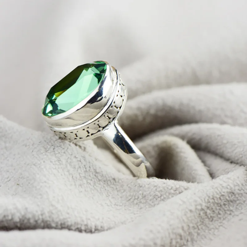 

Guaranteed Sterling Silver 925 Engagement Ring Personalized Crystal Ring Women Multi Color Natural Stone Fine Jewelry