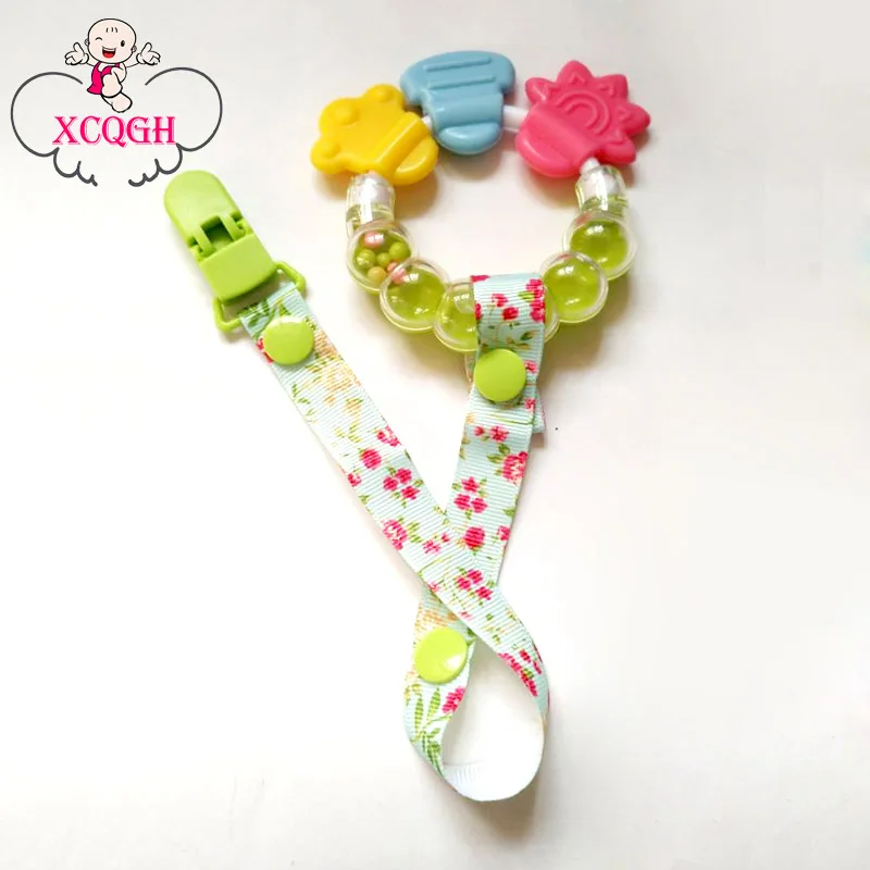 

2Pcs Silicone Baby Teether Toy And Pacifier Clip Chain Holder Nipple Chain Good Combine For Newborn Baby Feeding