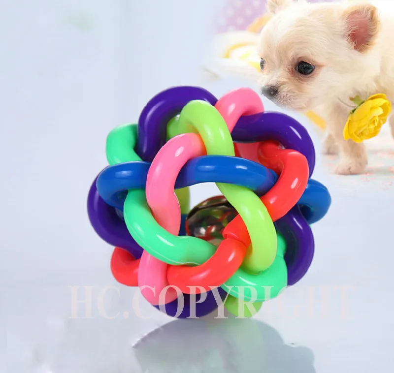 1 шт. 6 см Красочный резиновый мяч для собак собака кошка с колокольчиком для маленьких для средних и больших собак Чихуахуа Йоркширский Пудель Pet продукт горячий