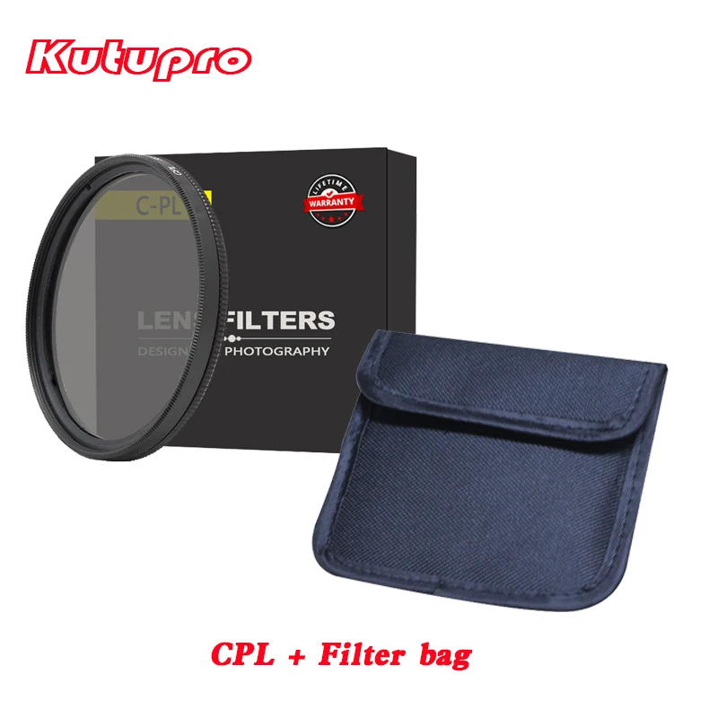 

kutupro PRO CPL Circular Polarizing Camera Lens Filter + filter bag case kit for nikon canon sony pentax 52 58 62 67 72 77 82mm