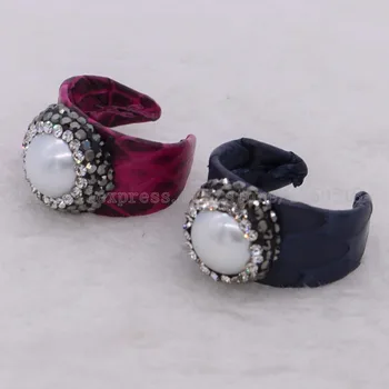 

Multi color snakeskin rings with natural pearl stone rings adjustable retro boho wholesale fashion druzy jewelry for women 2161