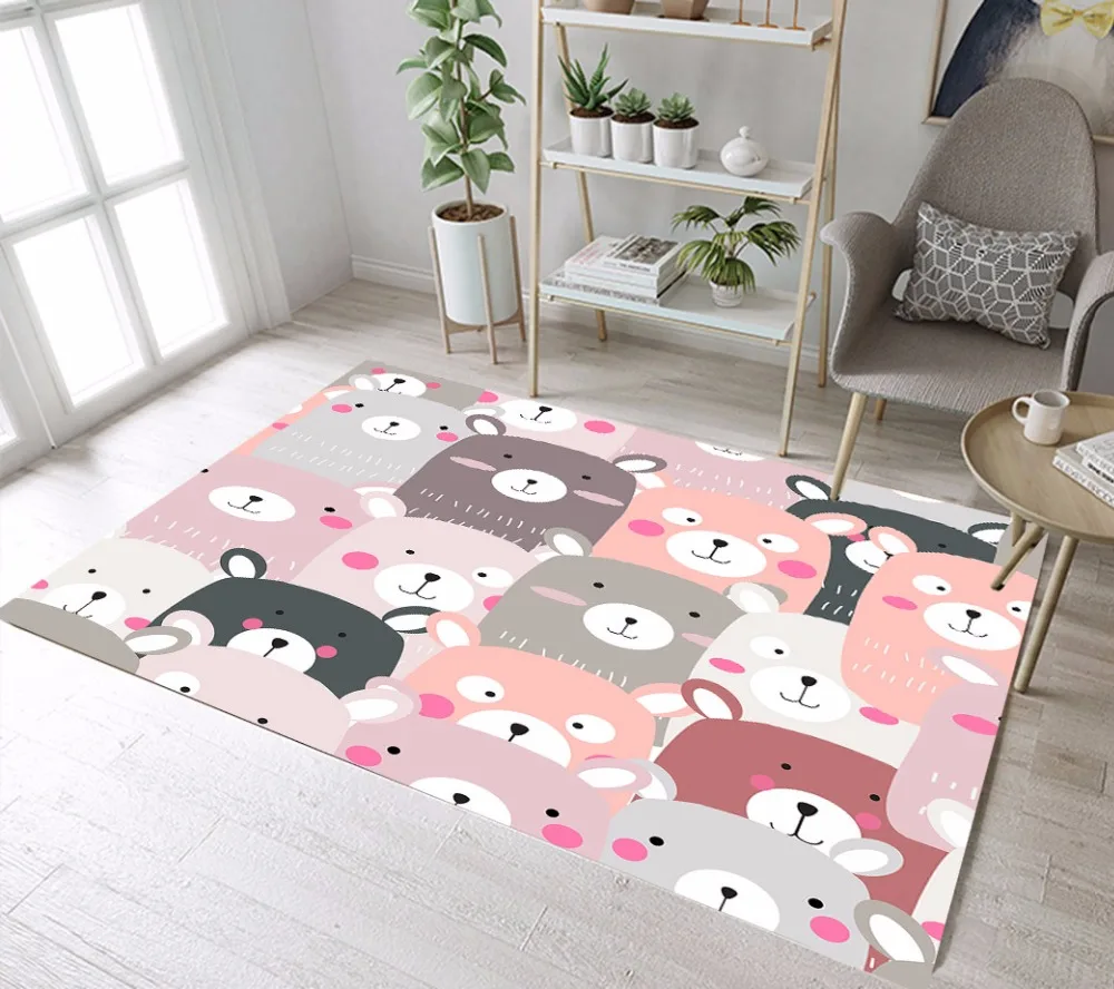 Детские коврики и ковры с милыми медведями для дома, гостиной, комиксов, большие нескользящие подушки для спальни, туалета, кухни, пола, двери, коврики для ванной