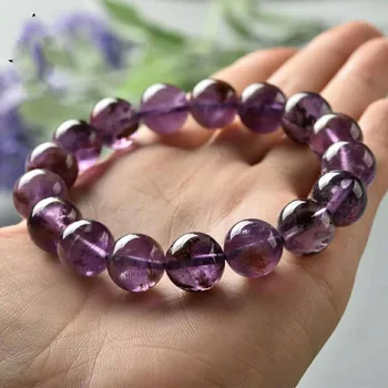 

Natural Cacoxenite Purple Phantom Quartz 13mm Crystal Gemstone Round Bead Stretch Woman Bracelet AAAAA
