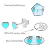 BELAWANG 925 Sterling Silver Blue Enamel Heart Push-back Stud Earrings for Women Girls Sterling-Silver-Jewelry Children Earrings ► Photo 2/6