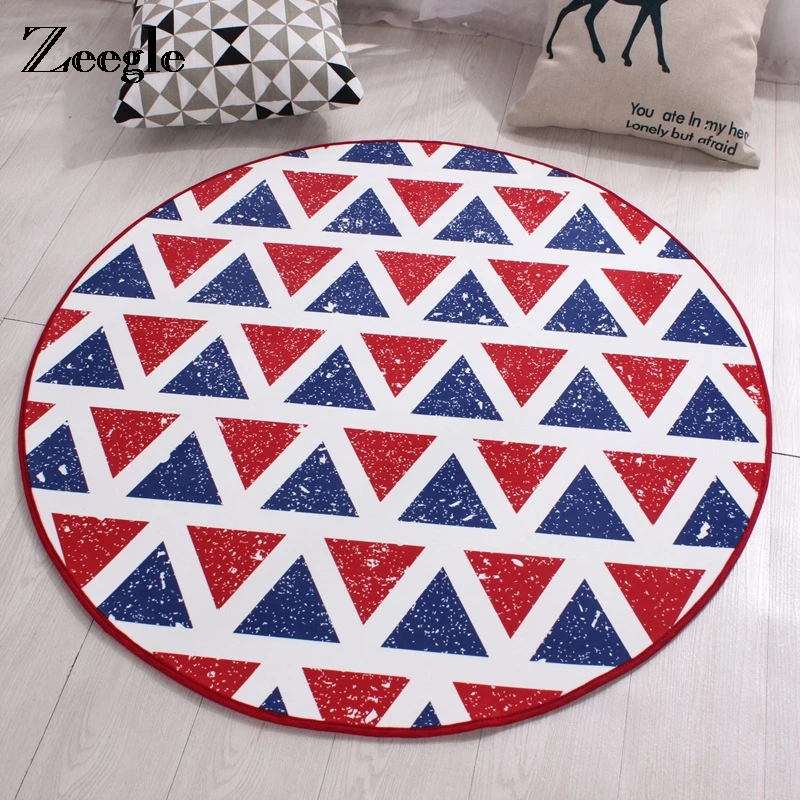 Zeegle Geometric Round Carpet For Living Room Children Bedroom Rugs And