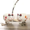 Juego de té de porcelana con gato de la suerte japonés, creativo Maneki Neko, taza de té de cerámica con colador, taza de tetera de gato de Plutus ► Foto 3/6