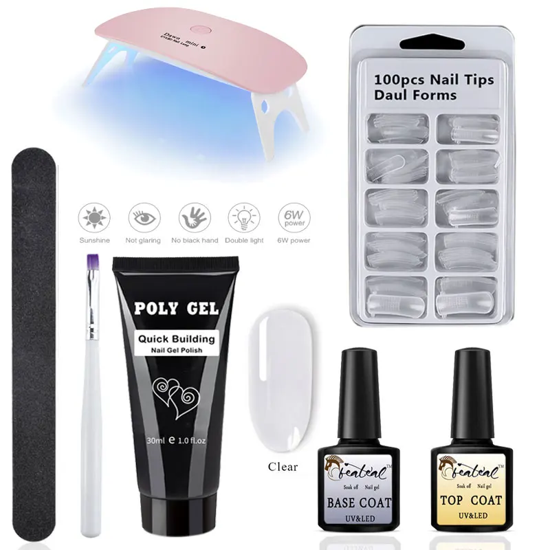 Juego de Gel de poligel de 30g Kit de Gel de acrílico de uñas Rosa Blanco claro cristal UV Builder Gel realce Slip Solution rápido extensión de Gel Juego de Gel de poligel de 30g Kit de Gel de acrílico de uñas Rosa Blanco claro cristal UV Builder Gel realce Slip Solution rápido extensión de Gel
