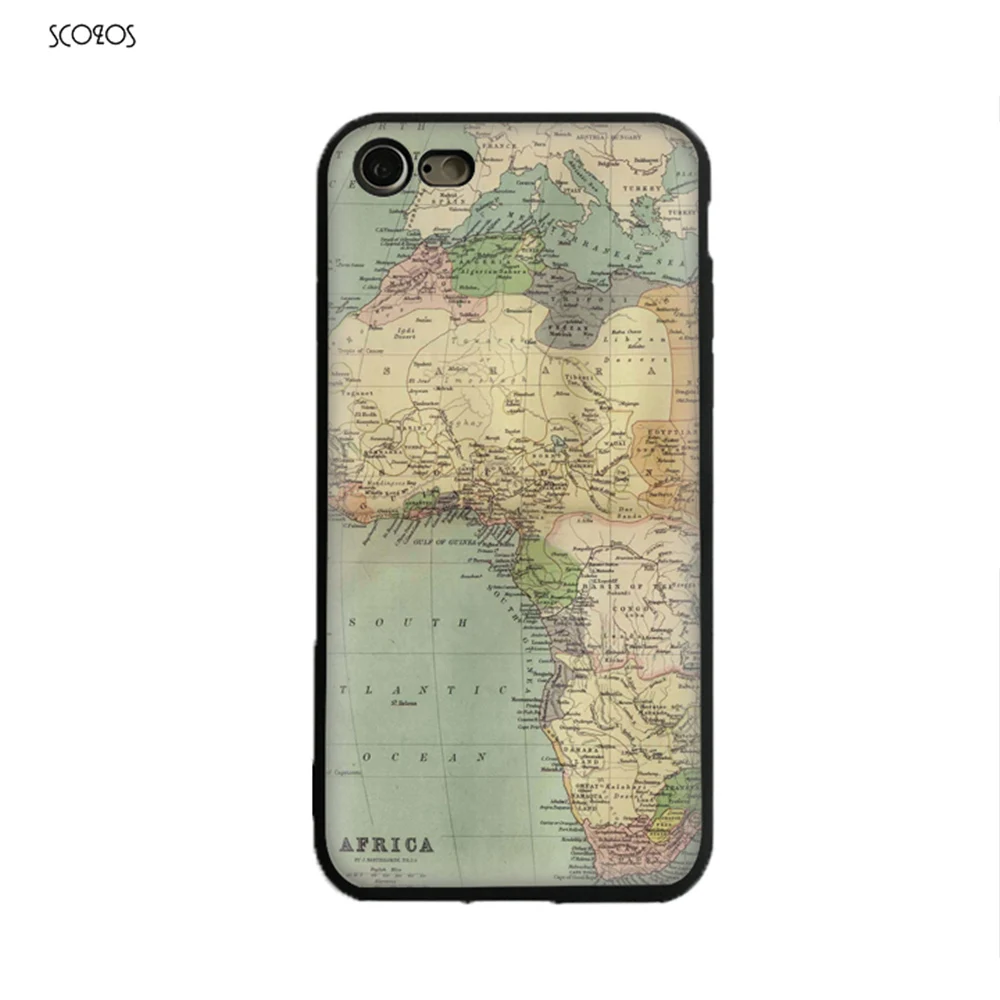 SCOZOS Vintage Africa Map locating phone case soft Cover For Iphone X 5 5S Se 6 6S 7 8 Plus #ta934 |