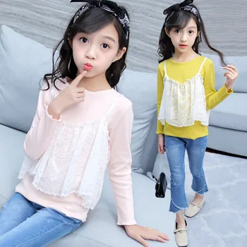 

Clothes Set For Girls 2018 Autumn Winter Falll Girls Outfits Boutique Toddler Clothing Shirt + Jeans 6 8 9 10 11 Y Yellow Pink