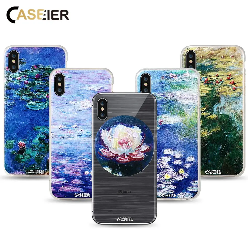 Чехол для телефона CASEIER с водяными лилиями iPhone X 7 8 Plus 6 6s мягкий силиконовый чехол