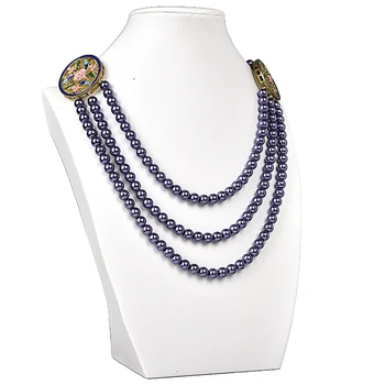 

3 rows purple multiple bead with Small round Synthesis pearl gem necklace, simple and beautiful